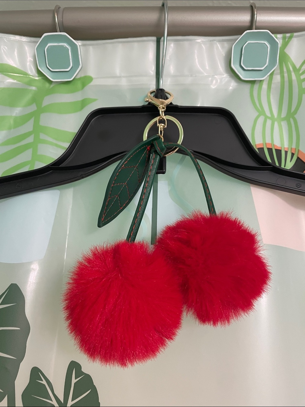 Red Pom Pom Cherry Keychain Bag Charm NWOT